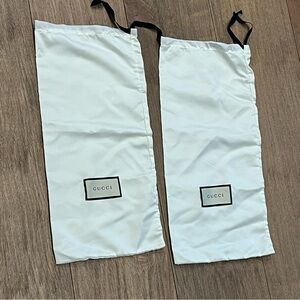 2 GUCCI DUST BAG 18” X‎ 8” White silky with Black Drawstring